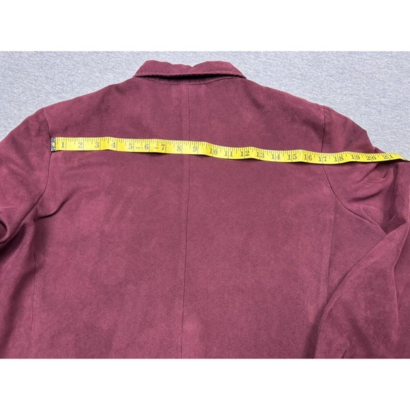 Cathy Daniels Button Up Long Sleeve Shirt Womens 14 Polyester Suede Burgundy - Picture 6 of 8